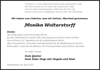 Traueranzeige von Monika Wolterstorff von Uelzen