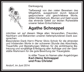 Traueranzeige von Agathe Schneppel von Uelzen