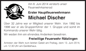 Traueranzeige von Michael Discher von Uelzen