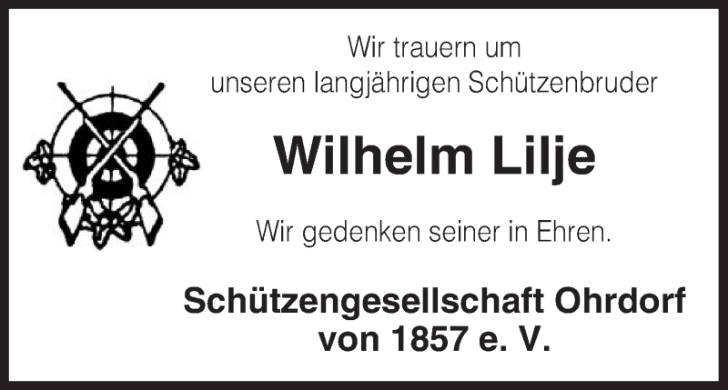  Traueranzeige für Wilhelm Lilje vom 13.06.2014 aus Uelzen