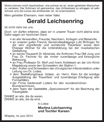 Traueranzeige von Gerald Leichsenring von Uelzen