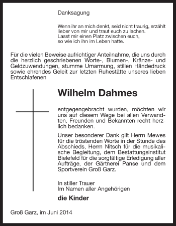 Traueranzeige von Wilhelm Dahmes von Uelzen