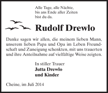 Traueranzeige von Rudolf Drewlo von Uelzen