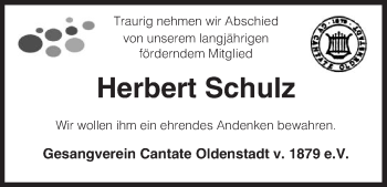 Traueranzeige von Herbert Schulz von Uelzen