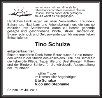Traueranzeige von Tino Schulze von Uelzen