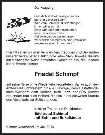 Traueranzeige von Friedel Schimpf von Uelzen