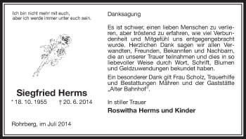 Traueranzeige von Siegfried Herms von Uelzen