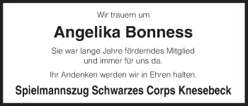 Traueranzeige von Angelika Bonness von Uelzen