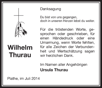 Traueranzeige von Wilhelm Thurau von Uelzen