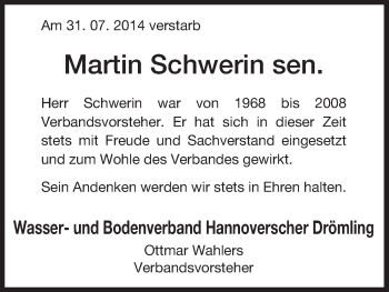 Traueranzeige von Martin Schwerin von Uelzen