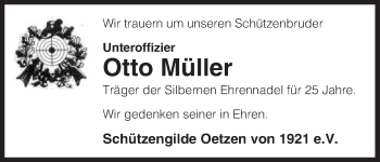 Traueranzeige von Otto Müller von Uelzen