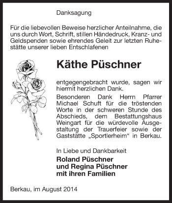 Traueranzeige von Käthe Püschner von Uelzen