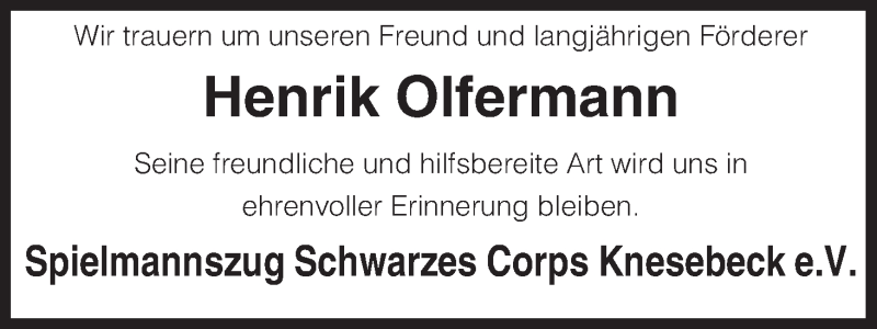  Traueranzeige für Henrik Olfermann vom 09.09.2014 aus Uelzen