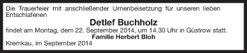 Traueranzeige von Detlef Buchholz von Uelzen