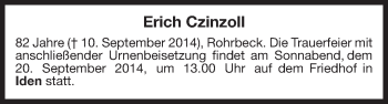 Traueranzeige von Erich Czinzoll von Uelzen