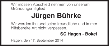 Traueranzeige von Jürgen Bührke von Uelzen