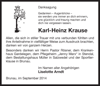 Traueranzeige von Karl-Heinz Krause von Uelzen