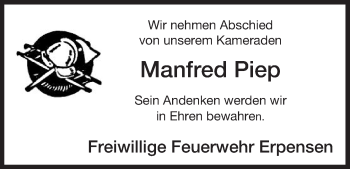 Traueranzeige von Manfred Piep von Uelzen