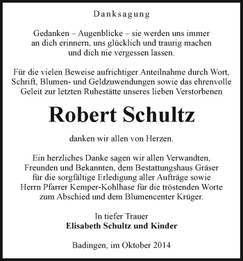 Traueranzeige von Robert Schultz von Uelzen