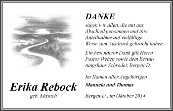 Traueranzeige von Erika Rehbock von Uelzen