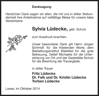 Traueranzeige von Sylvia Lüdecke von Uelzen