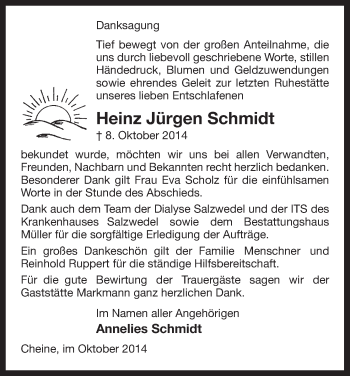 Traueranzeige von Heinz Jürgen Schmidt von Uelzen