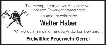 Traueranzeige von Walter Haber von Uelzen