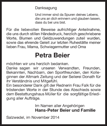 Traueranzeige von Petra Beier von Uelzen