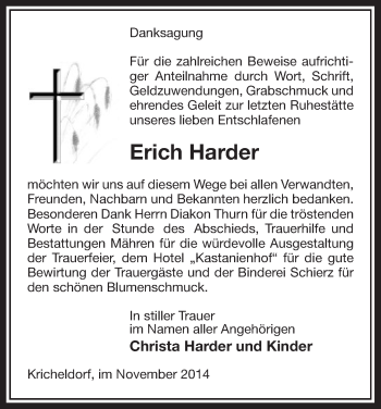 Traueranzeige von Erich Harder von Uelzen