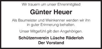 Traueranzeige von Günter Heuer von Uelzen