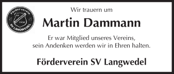 Traueranzeige von Martin Dammann von Uelzen