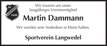 Traueranzeige von Martin Dammann von Uelzen