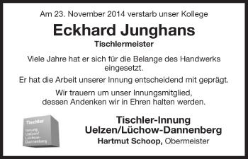 Traueranzeige von Eckhard Junghans von Uelzen