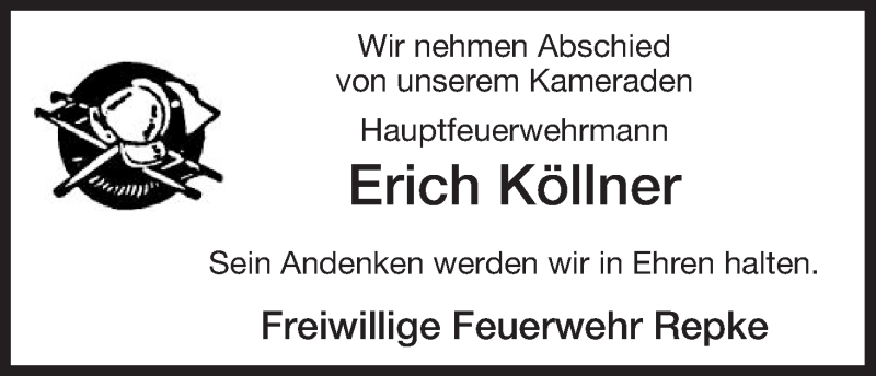  Traueranzeige für Erich Köllner vom 06.12.2014 aus Uelzen