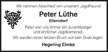 Traueranzeige von Peter Lüthe von Uelzen