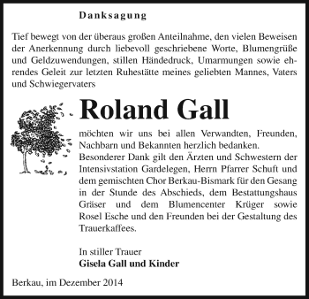 Traueranzeige von Roland Gall von Uelzen