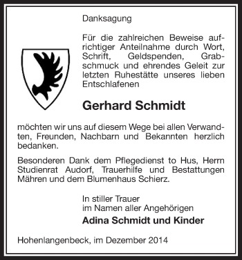 Traueranzeige von Gerhard Schmidt von Uelzen