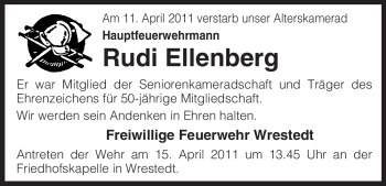 Traueranzeige von Rudi Ellenberg von ALLGEMEINE ZEITUNG UELZEN