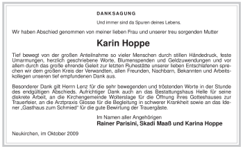 Traueranzeige von Karin Hoppe von ALLGEMEINE ZEITUNG UELZEN