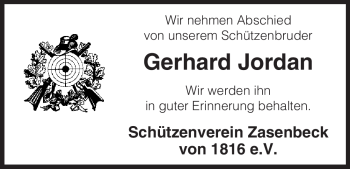 Traueranzeige von Gerhard Jordan von ALLGEMEINE ZEITUNG UELZEN