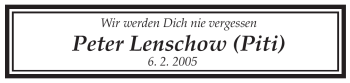 Traueranzeige von Peter Lenschow von ALLGEMEINE ZEITUNG UELZEN