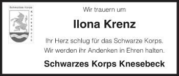 Traueranzeige von Ilona Krenz von Uelzen