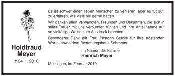 Traueranzeige von Holdtraud Meyer von ALLGEMEINE ZEITUNG UELZEN