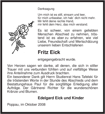 Traueranzeige von Fritz Eick von ALLGEMEINE ZEITUNG UELZEN