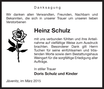 Traueranzeige von Heinz Schulz von Uelzen