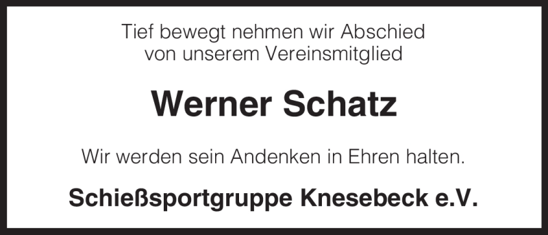  Traueranzeige für Werner Schatz vom 13.04.2011 aus ALLGEMEINE ZEITUNG UELZEN