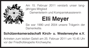 Traueranzeige von Elli Meyer von ALLGEMEINE ZEITUNG UELZEN