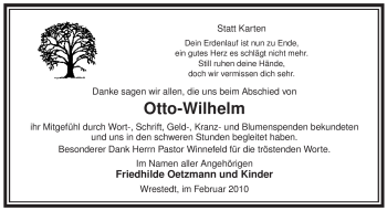 Traueranzeige von Otto-Wilhelm Unbekannt von ALLGEMEINE ZEITUNG UELZEN