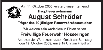 Traueranzeige von August Schröder von ALLGEMEINE ZEITUNG UELZEN