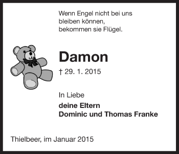 Traueranzeige von Damon  von Uelzen